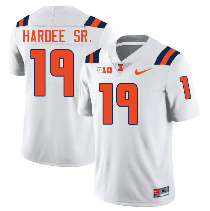 #19 Justin Hardee Sr. Illinois Fighting Illini Football Jersey,Uniforms-White